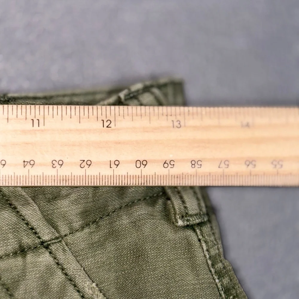 Free People S(2) Olive Green Distressed Frayed Hem Utility Cargo Shorts Military